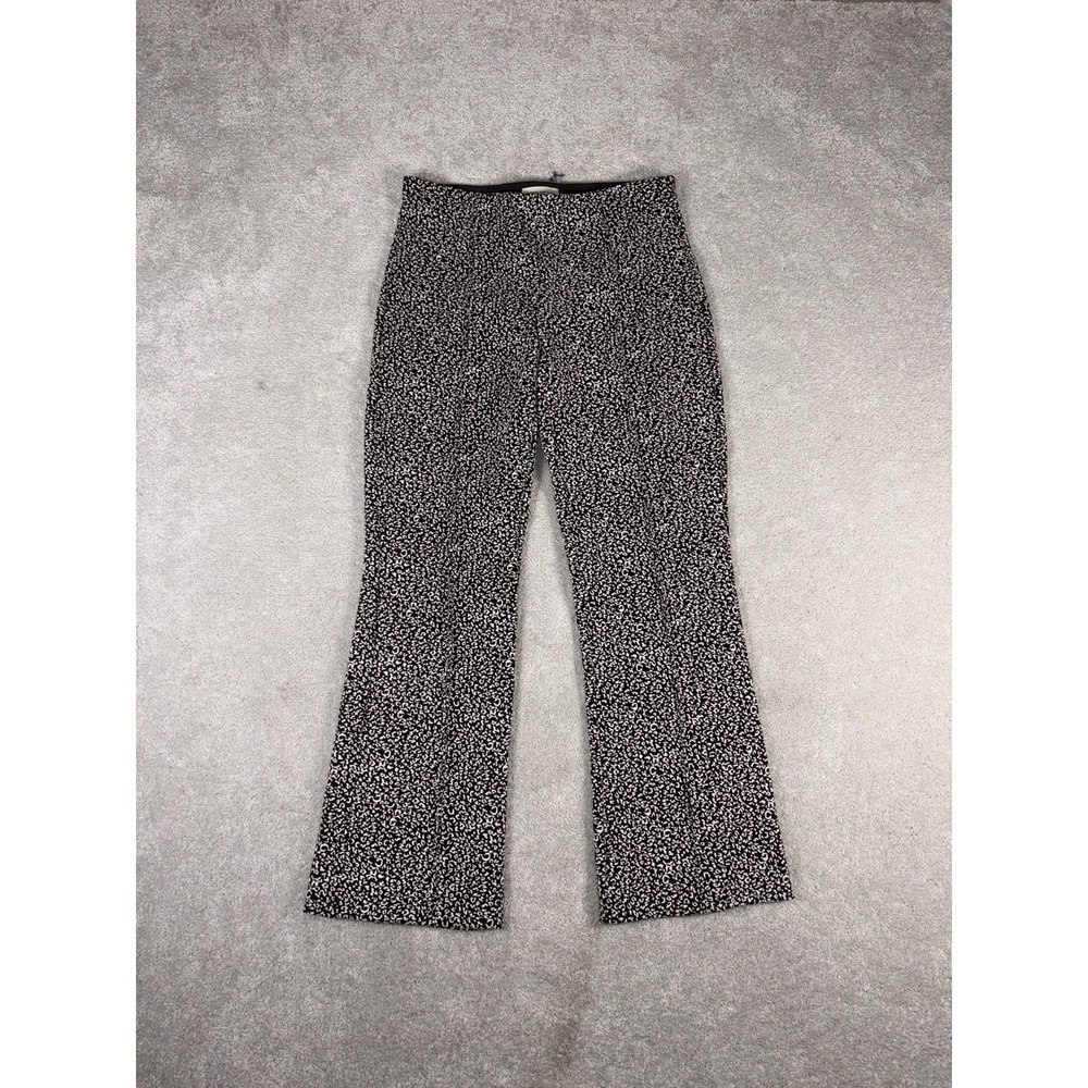 Anthropologie By The Essential Crop Flare Pants Womens Xs Black Animal Print